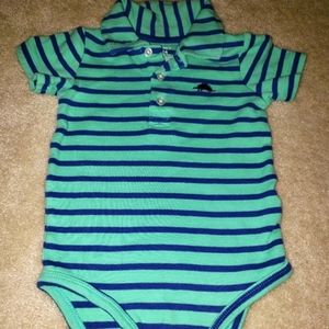 Striped short sleeve polo onesie